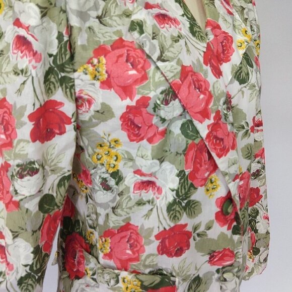 Judy Knapp Vintage Floral Print Blazer Size S M Cabbage Rose Cottage Grandma - Picture 5 of 10